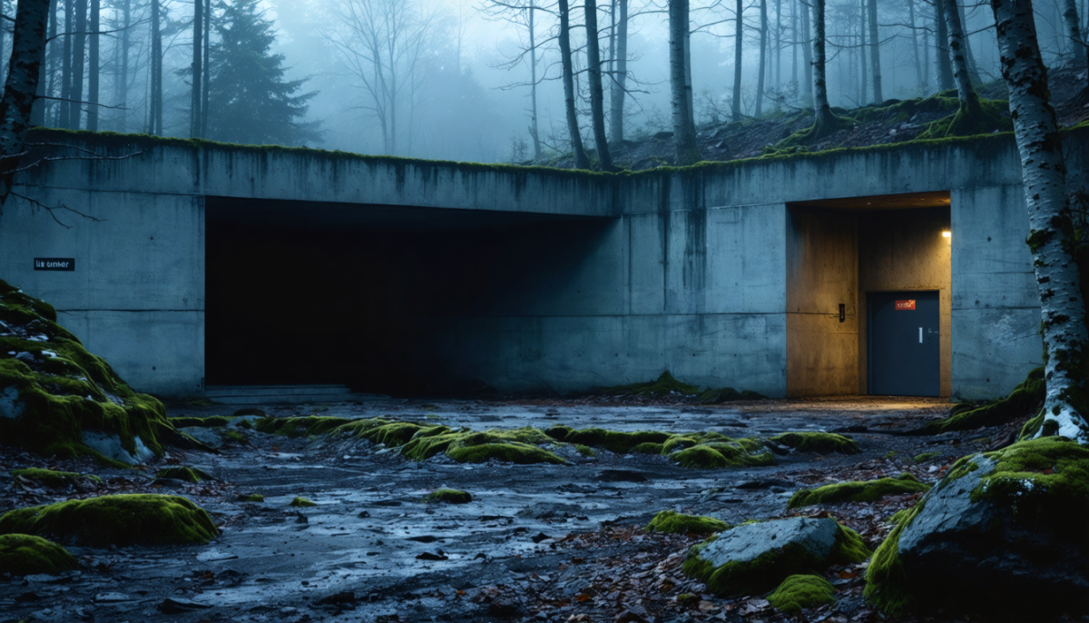 découvrez « le bunker », une affiche bâche artistique créée par maxime muller, alliant créativité et originalité pour sublimer votre espace.