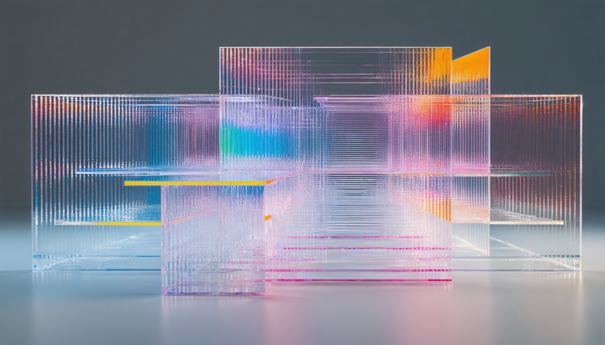 découvrez une œuvre sculpturale op art en plexiglass alliant illusions visuelles et transparence pour une expérience artistique unique et moderne.