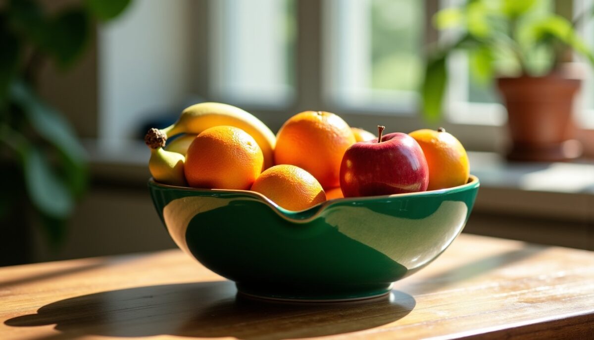 Élégante coupe à fruits en céramique émaillée vert éclatant
