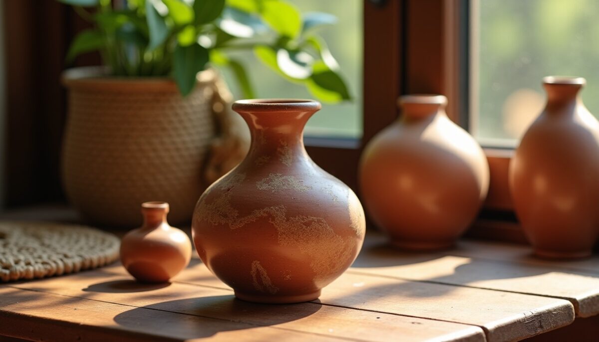 Charmant petit vase en terre mélée : un écrin d'authenticité et de tradition