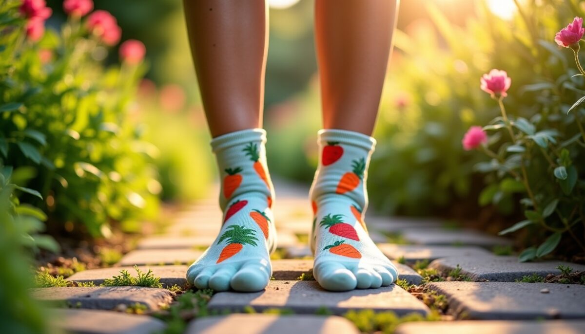 Découvrez les Chaussettes Transparentes 'Potager' par Coucou Suzette : Une touche de fraîcheur et de nature à vos pieds