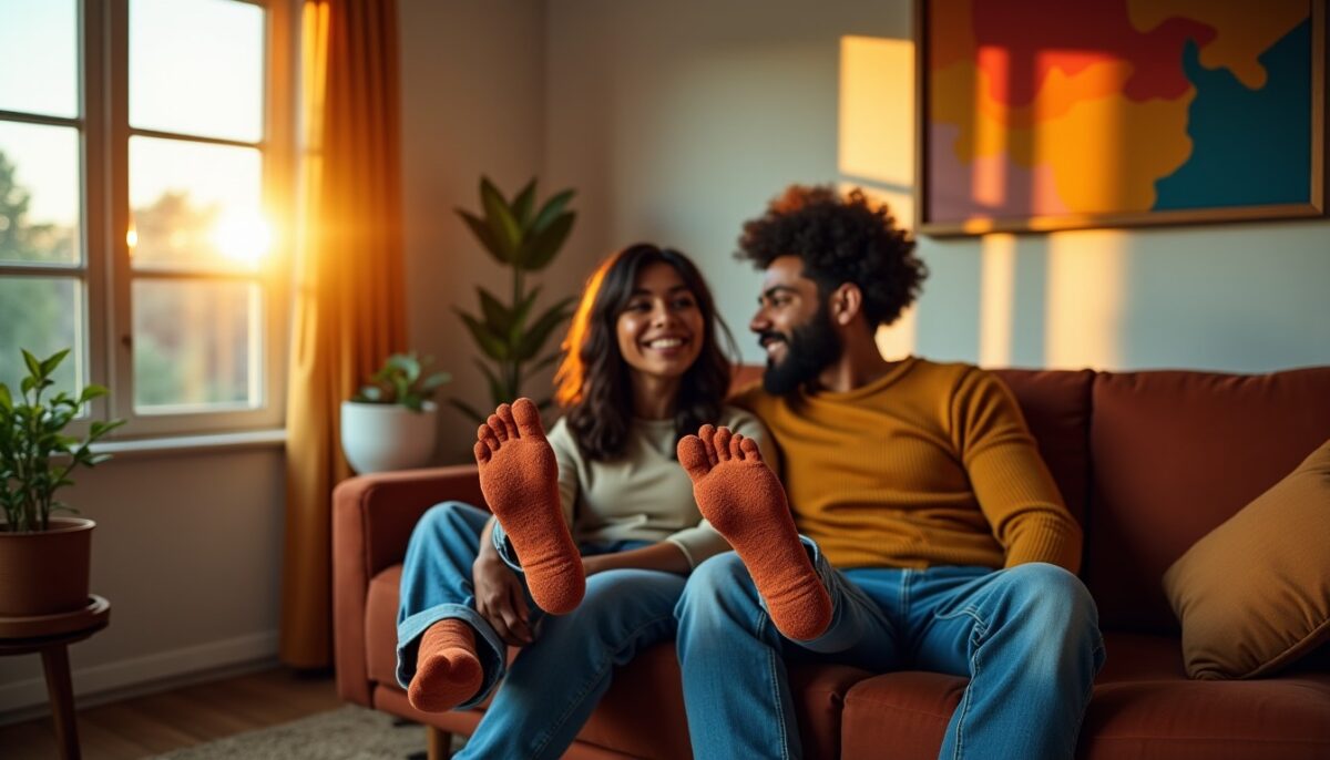Chaussettes 'Couple Kamasutra Métis' : L'Art du Charme selon Coucou Suzette