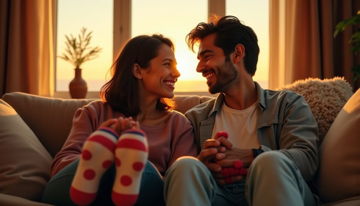 Chaussettes 'Couple Kamasutra' : L'art du confort coquin par Coucou Suzette