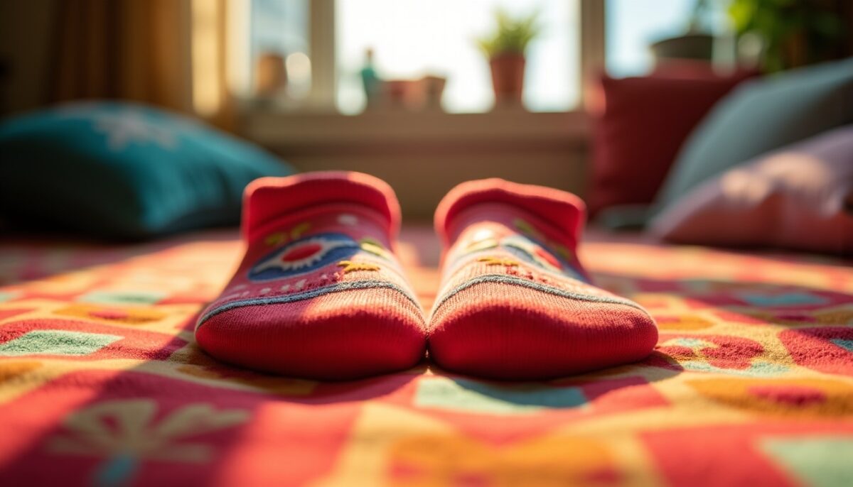 Chaussettes 'COUPLE FILLES KAMASUTRA' : L'Art du Rouge et du Fun par Coucou Suzette