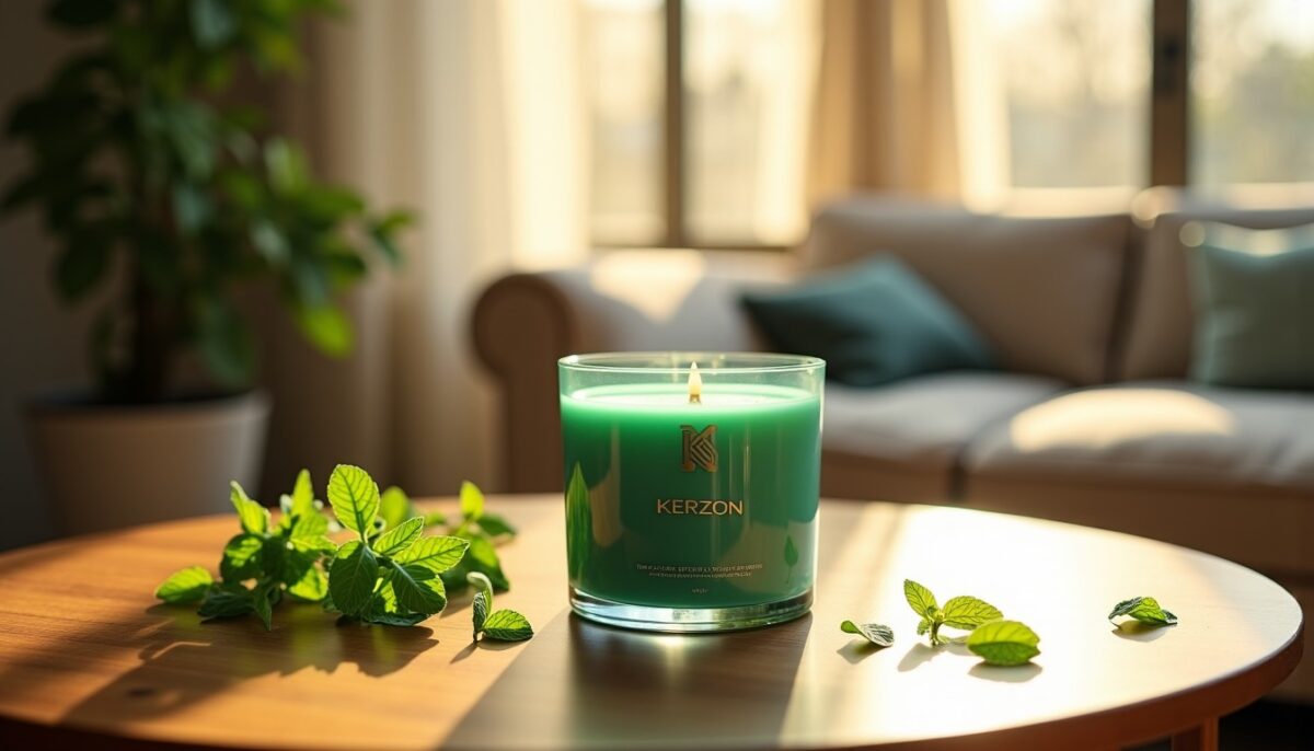 Bougie parfumée Kerzon à la fraîcheur exaltante de Menthe Poivrée