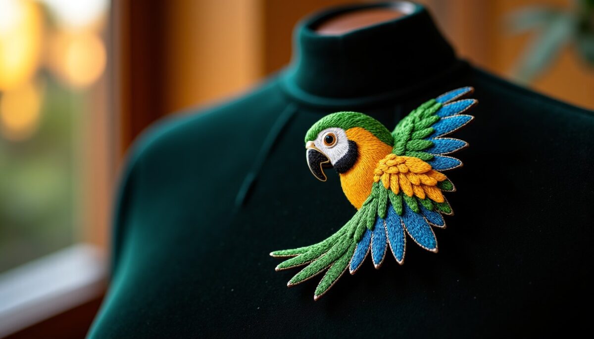 Broche « Tête de Perruche » par Macon&Lesquoy – Une création exclusive de la Collection Casa Azul