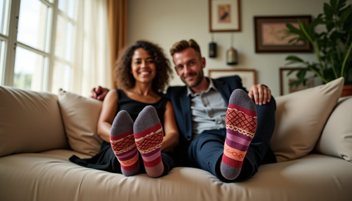 Chaussettes 'Couple Kamasutra Métis' : L'Élégance Sensuelle par Coucou Suzette